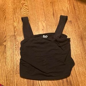 Black crop tank top with thick straps